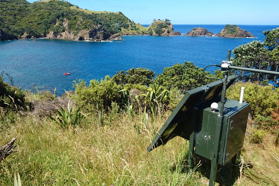 The electronics and radio equipment used to transmit the tsunami gauge data on Great Barrier Island.