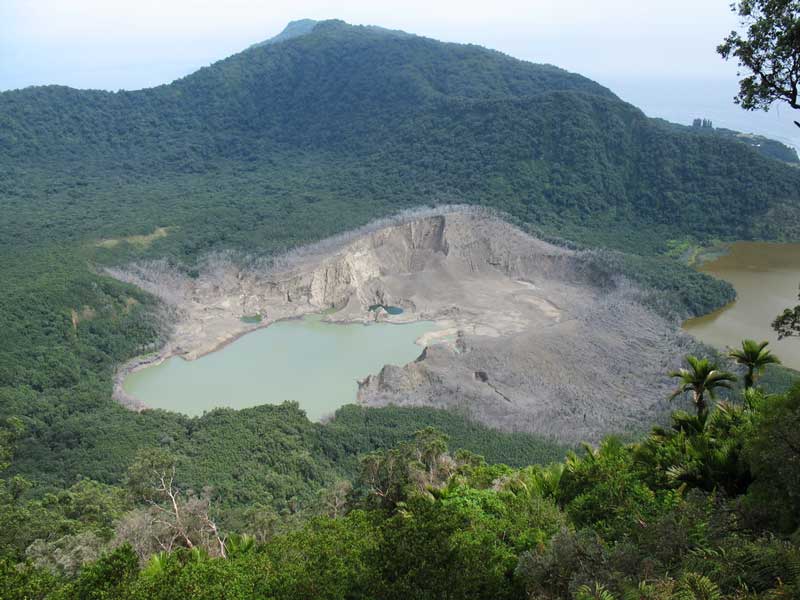 Aerial view of Raoul Island Crater Lake.